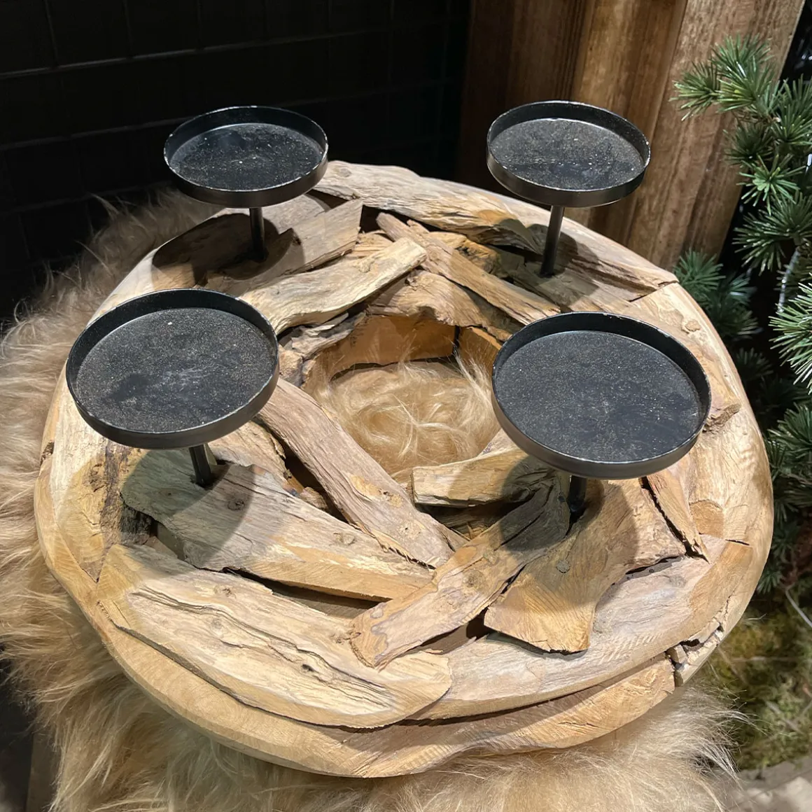 Adventskranz Naturholz, Treibholz Teak, Ø38cm, DIJK Natural Collections