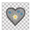 Ambiente Papierservietten Edelweiß im Herz grau kariert, 33x33cm