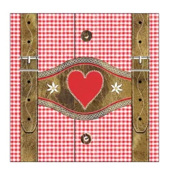 Ambiente Papierservietten Lederhose mit rot kariertem Hemd, 33x33cm