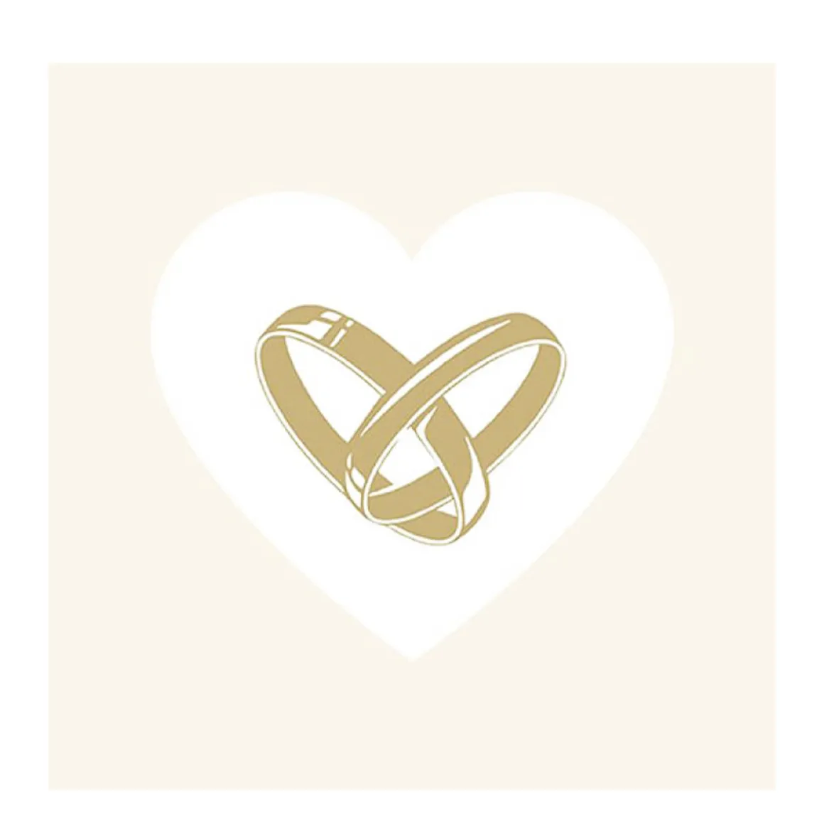 Ambiente Papierservietten Hochzeit Eheringe im Herz, creme, 33x33cm