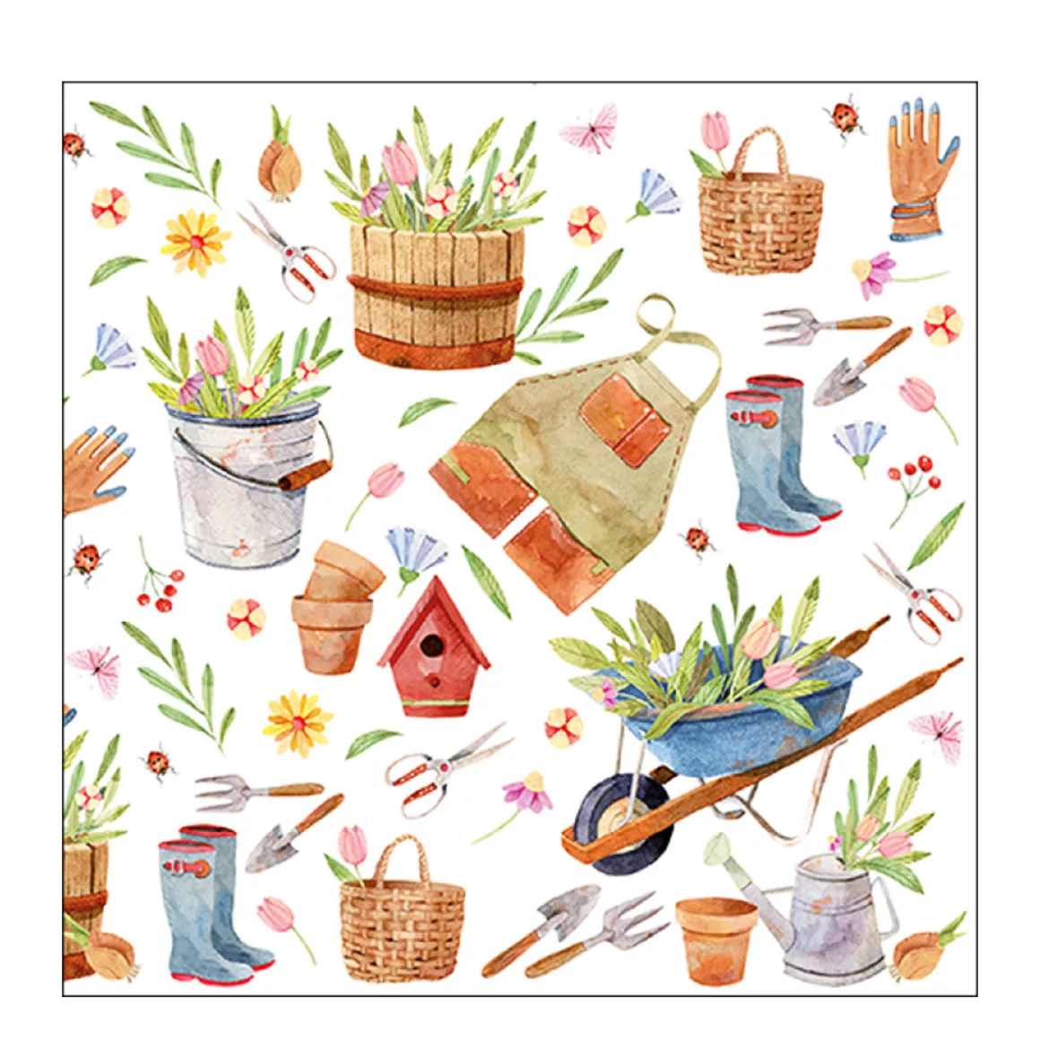 Ambiente Papierservietten Gartenarbeit, Happy Gardening, 33x33cm
