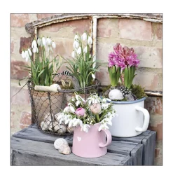 Ambiente Papierservietten Frühling, Maiglöckchen im Topf, 33x33cm