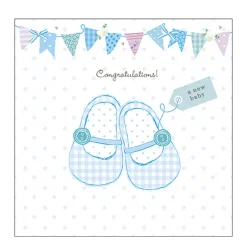 Ambiente Papierservietten Geburt, Babyschuhe blau, 33x33cm