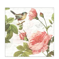 Ambiente Papierservietten Rosen Sophie mit Vogel, 33x33cm