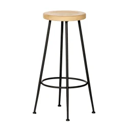 Barhocker Erick, Holzplatte rund mit Eisenbeine, 75cm, WMG Grünberger