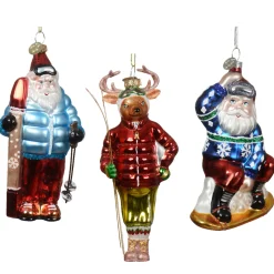 Baumschmuck Weihnachten, Weihnachtsmann mit Snowboard, 14cm, Kaemingk