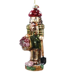 Baumschmuck Weihnachtsfigur Nußknacker mit Pilze, 15cm, Kaemingk