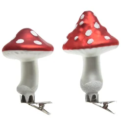 Baumschmuck Fliegenpilze, Glas-Pilze auf Clip, 3 St/Box, 9cm