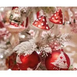 Baumschmuck Fliegenpilze, Glas-Pilze auf Clip, 3 St/Box, 9cm