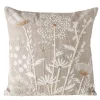 Baumwoll Kissen Finna, Blumenkissen beige, weiß bestickt, 45x45cm, Boltze Home Collections