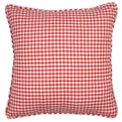 Baumwoll Kissen Karo weiß-rot, groß, 55x55cm, Mars & More