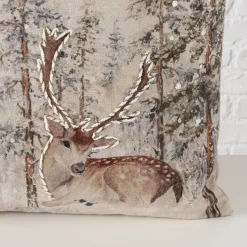 Baumwollkissen Hirsch Fria, Hirsch im Wald, 45x45cm, Boltze Home Collections