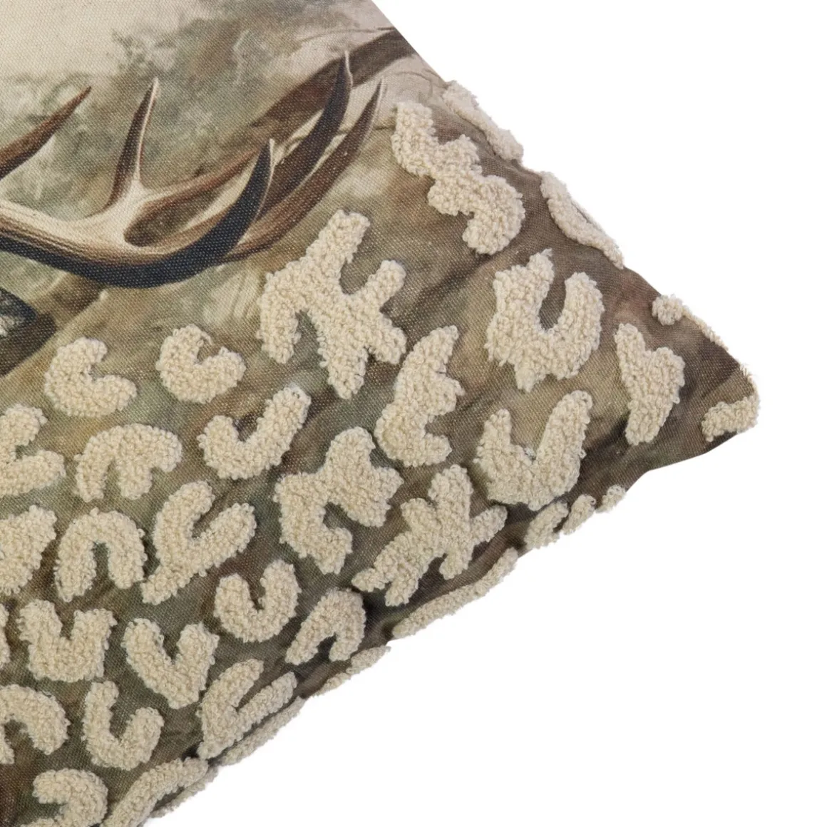 Baumwoll Kissen Hirsch Leo, Hirsch im Wald bestickt, 45x45cm, Mars & More