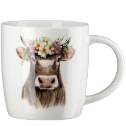 Becher Kuh Adelheid, Henkelbecher mit Kuhmotiv Blumenkranz, 380ml, Gilde