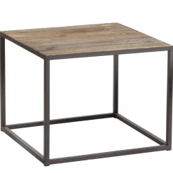 Beistelltisch Victoria, Eisengestell mit Altholzplatte, 40x40cm, WMG Grünberger