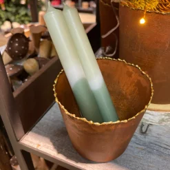 Übertopf Rost mit Goldrand, Pflanztopf Edelrost used look , 12x13cm