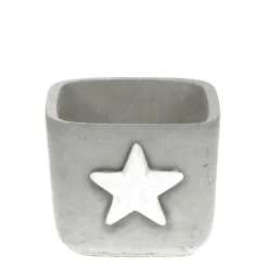 Übertopf Stern, betonoptik, grau-weiß, unfinish, 13x12cm, Beton