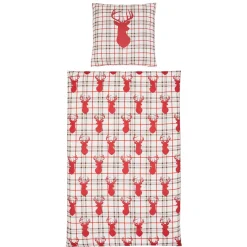 Bettwäsche Hirsch Kitzbühl, karierte Bettwäsche im Landhausstil, 200x135cm, Boltze Home Collections