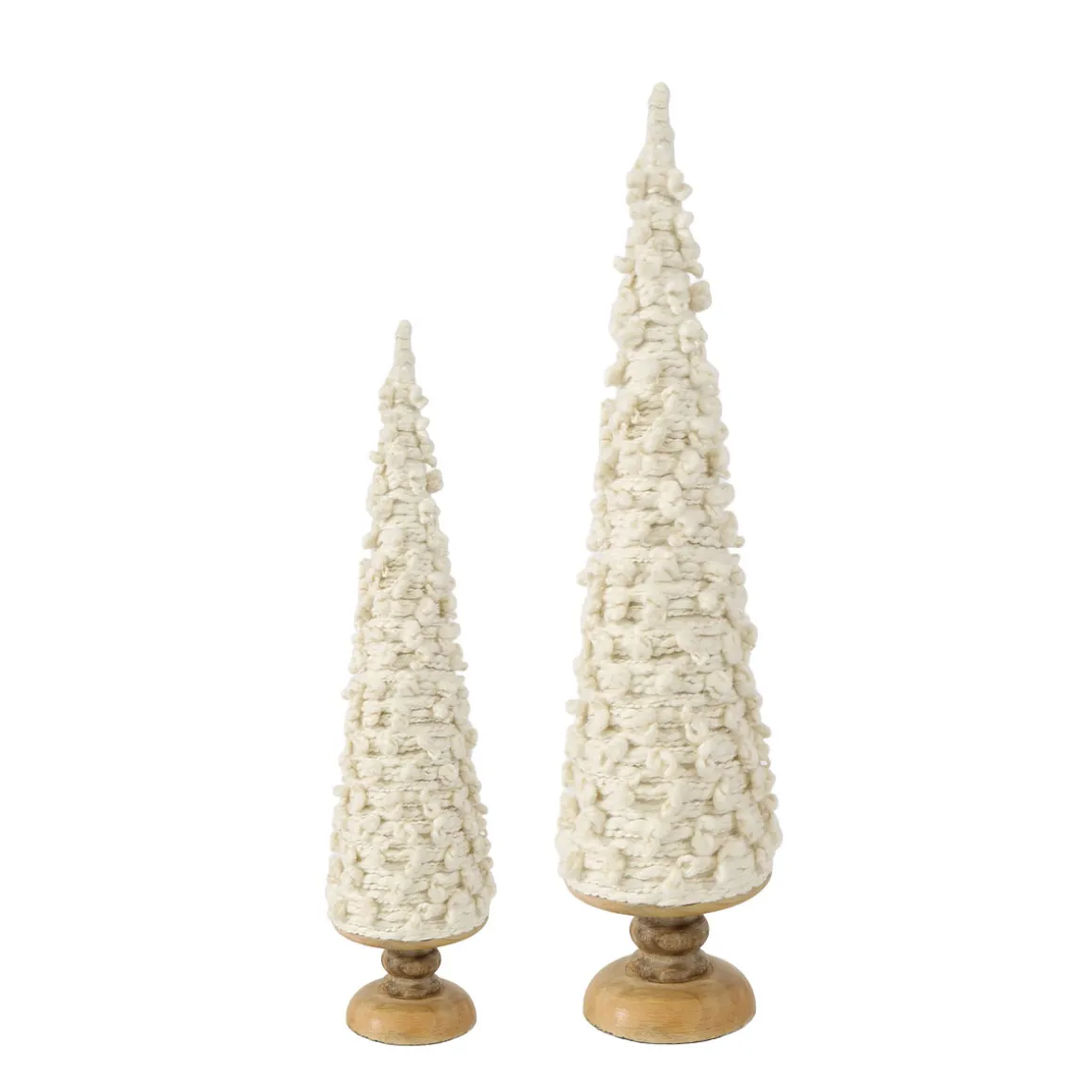 Deko Baum, schlanker Wollbaum mit Holzfuß, 54cm