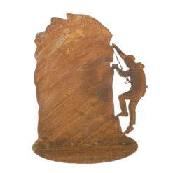 Deko Bergsteiger Rost, Bergsteiger im Felsen, 36x45cm, Edelrost, Aufsteller, Gerrys Garden