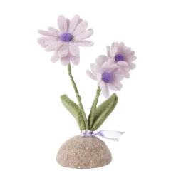 Deko Blume aus Filz, Filzblume lila auf Filzsockel, 20cm