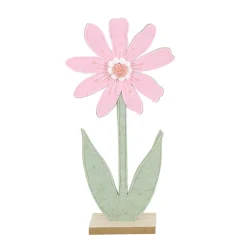 Deko Blume, Filzblume rosa auf Holzsockel, 33cm