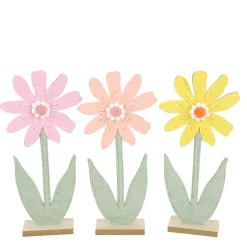 Deko Blume, Filzblume rosa auf Holzsockel, 33cm