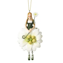 Deko Blumenmädchen, Edelweißmädchen, weiß-grün, 11cm, Hänger, Fiebiger Floristik