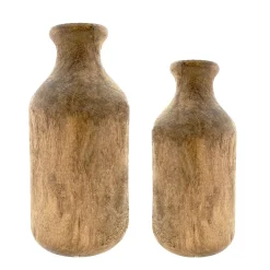 Deko Blumenvase Flasche Naturholz, Holzflasche, Kerzenständer oder Blumenvase aus Naturholz, 25cm