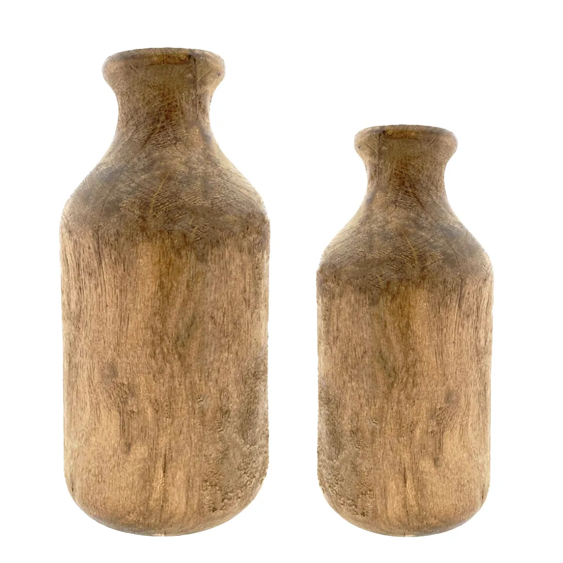 Deko Blumenvase Flasche Naturholz, Holzflasche, Kerzenständer oder Blumenvase aus Naturholz, 25cm