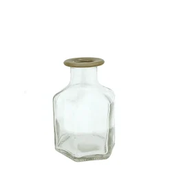 Deko Blumenvase, kantige Vase klar mit dünnem Goldrand, 5x11cm