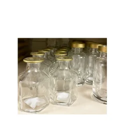 Deko Blumenvase, runde Vase klar mit Goldrand, 5x11cm