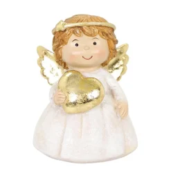 Deko Engel Lilian, putziger Weihnachtsengel mit goldenem Herz, 10cm