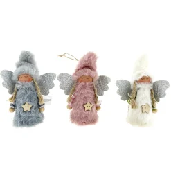 Deko Engel, Plüschengel mit rosa Mütze und Stern, 14cm