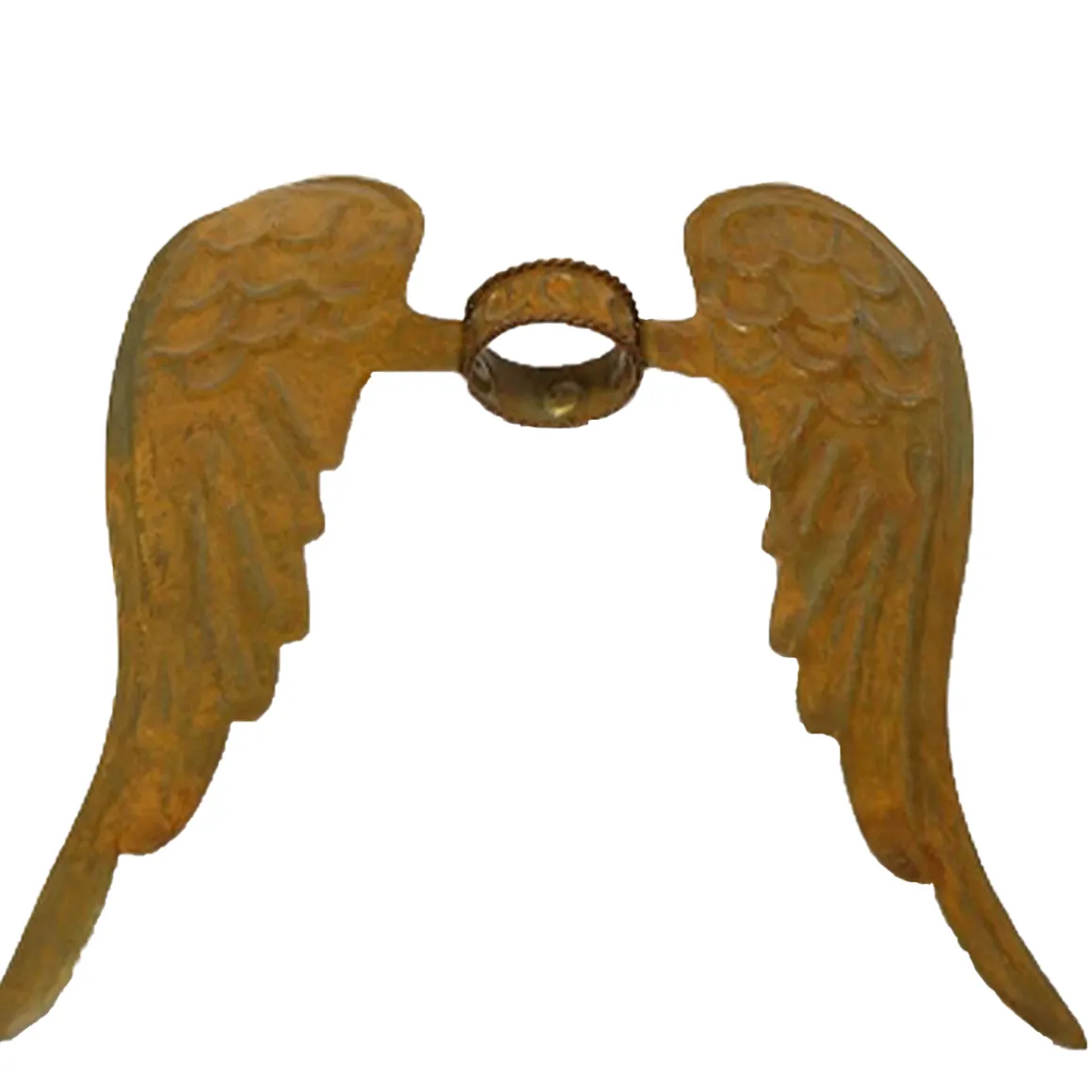 Deko Engelsflügel, Engelsflügel für Flaschenhals und Kerzen, Rostoptik, 21x18cm, Metall
