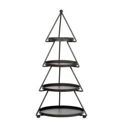 Deko Etagere Tannenbaum, hoher Metallbaum 4-stufig mit 4 runden Schalen, 90cm, WMG Grünberger