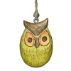 Deko Eule, Holzeule zum Hängen, grün/braun, 14cm