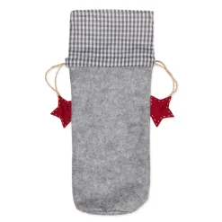 Deko Flaschentasche Wichtel Weihnachtszwerg, Filztasche mit Wichtel und Sterne, grau, 30x8cm, Halbach