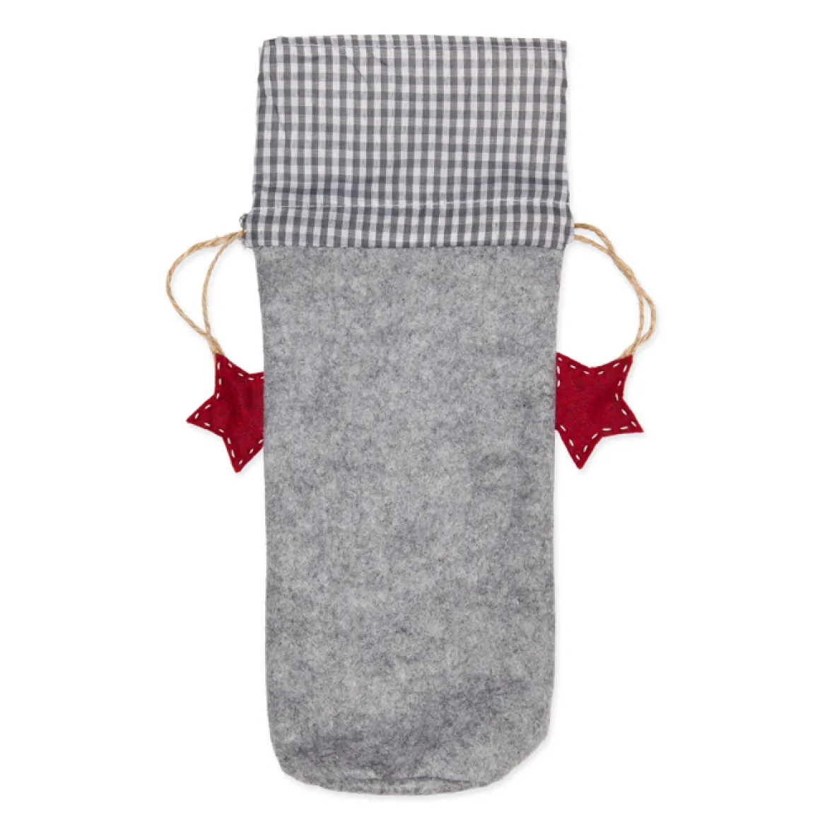 Deko Flaschentasche Wichtel Weihnachtszwerg, Filztasche mit Wichtel und Sterne, grau, 30x8cm, Halbach