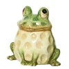 Deko Frosch grün-braun, Gartenfrosch aus Terracotta, 13cm
