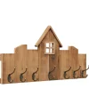 Deko Garderobe Haus, Holzgarderobe mit 7 Haken, 34x64cm, Boltze Home Collectionen