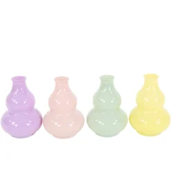 Deko Glasvase lila, bauchige Blumenvase, 12cm