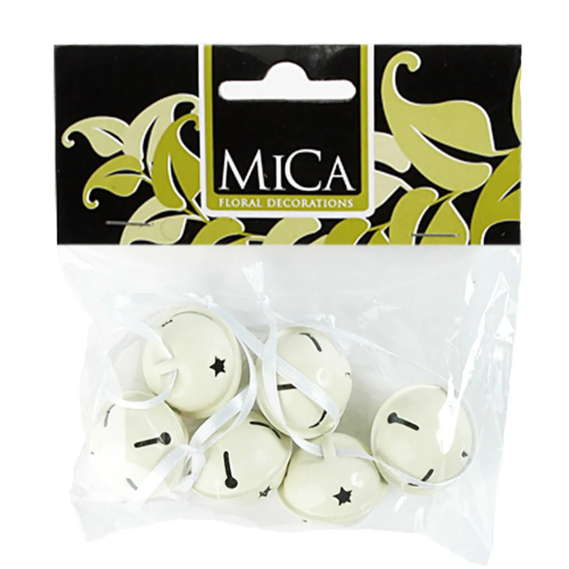 Deko Glöckchen, Metallglöckchen, Schellen mit Klang, creme, Ø2,3cm, 6St/Pckg