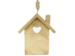 Deko Haus natur, Holzhaus mit Herz, 15x13cm, Hänger
