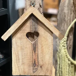 Deko Haus natur, Holzhaus mit Herz, 15x13cm, Hänger