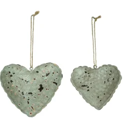 Deko Herz Antik, Metallherz grün used look gefüllt, 12x14cm, Hänger