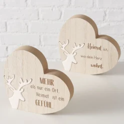 Deko Herz Hirsch, Holzherz mit Hirsch und Spruch: Mehr als nur ein Ort..., 16x15cm, Boltze Home Coll