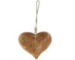 Deko Herz, Holzherz breit, 15x13cm, Hänger, Mangoholz