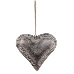 Deko Herz, Metallherz used look braun-grau, inneres Herz gefüllt, 12x12cm, Hänger