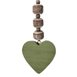 Deko Herz mit 3 Birkenholz Kugeln, Holzherz grün, 25cm, Hänger